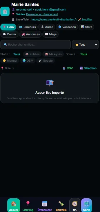GeoTag — espace collectivité, gestion des lieux (mobile)