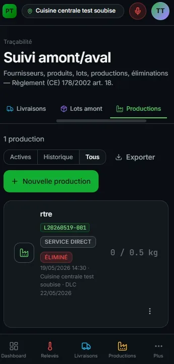 Traçabilité Plat Témoin (mobile)