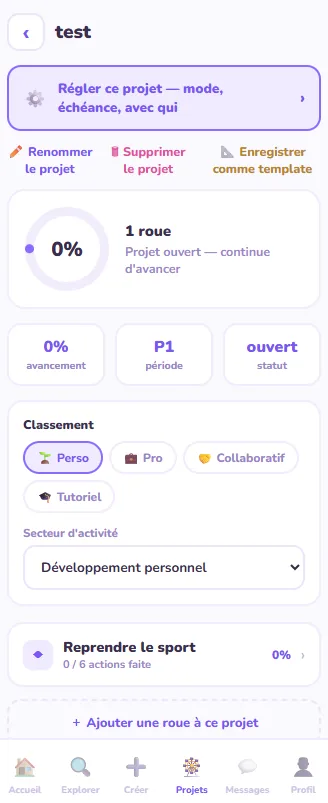 Uluhou — réglages du projet (mobile)