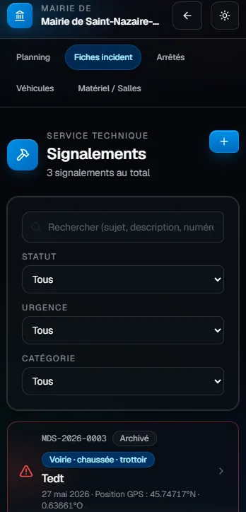 Vision Pro Collectivité — signalements techniques